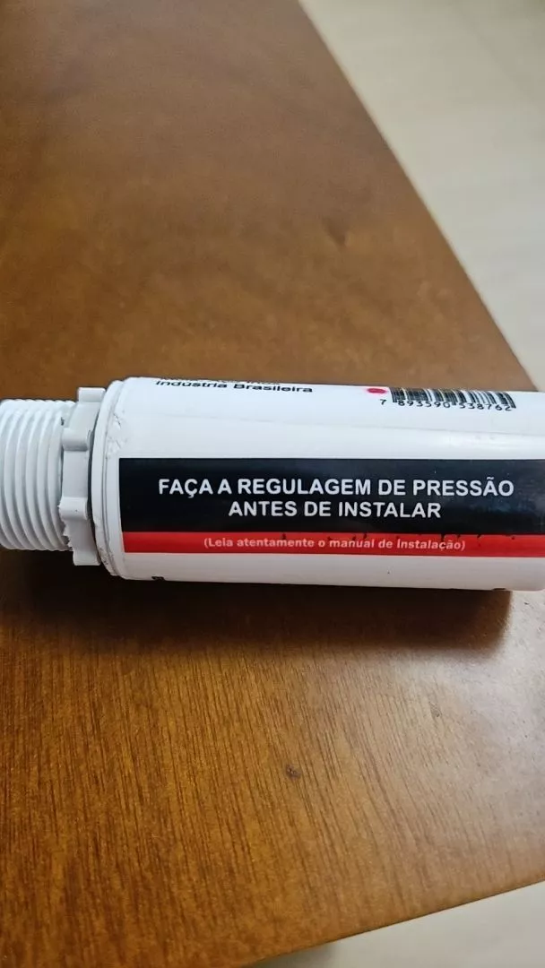 Produto com aviso de regulagem de pressão
